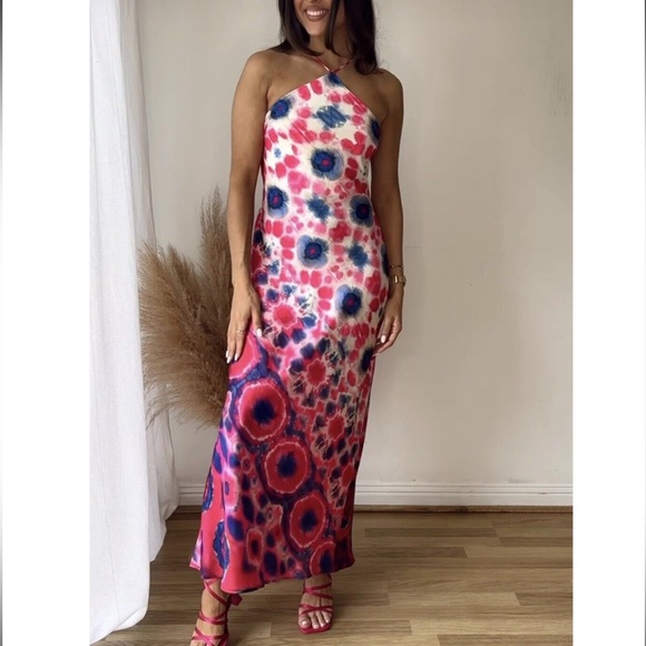 like new S ZARA Midi Halter Dress Tie Dye - Picture 16 of 16